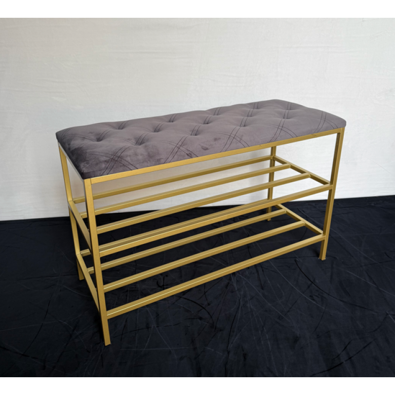 Банкетка для взуття в золотому каркасі 60см – в наявності! №27-1