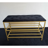 Банкетка для взуття в золотому каркасі 60см – додайте розкіш у свій інтер'єр!№43