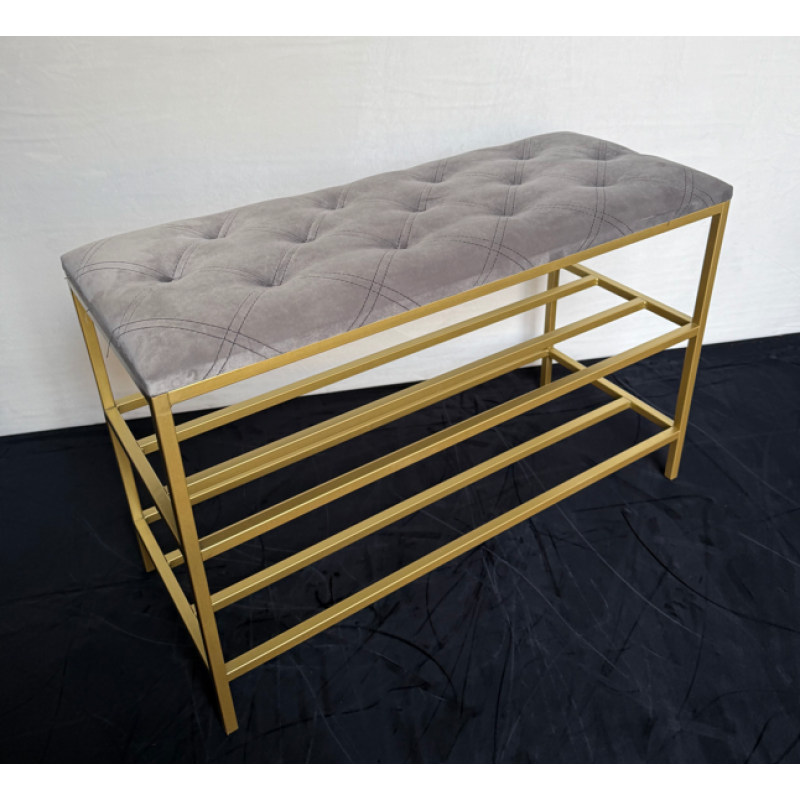 Банкетка з міцним золотим каркасом 60 см– ідеальне рішення для передпокою! №7-1