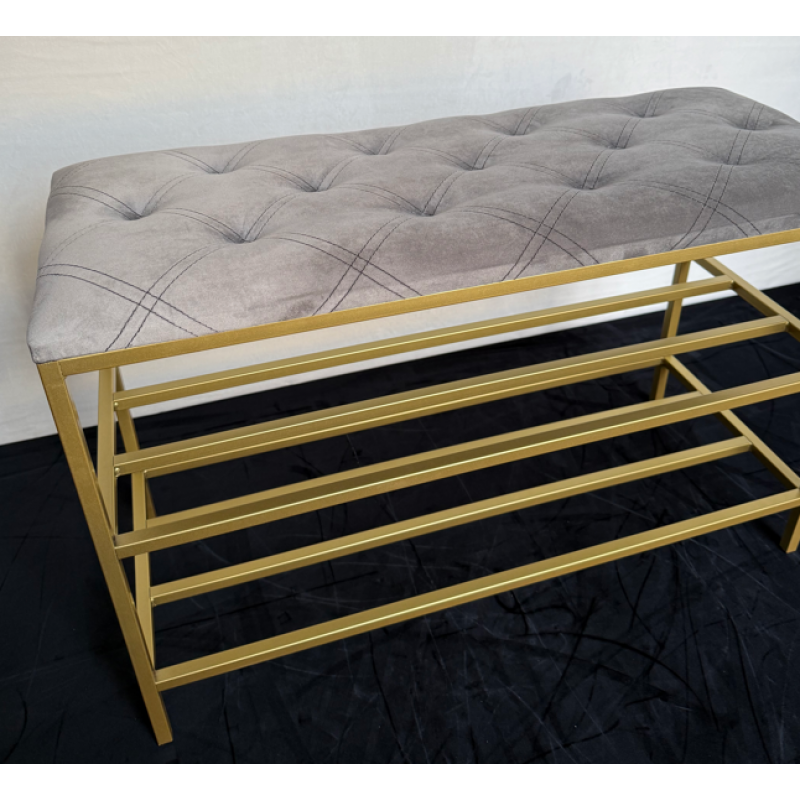 Банкетка з міцним золотим каркасом 60 см– ідеальне рішення для передпокою! №7-2